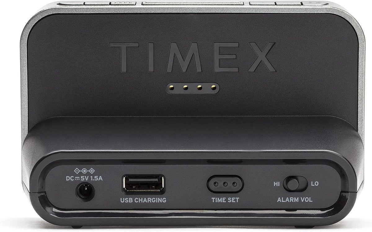 Timex Bedside Dual Alarm Clock with USB Charging, Nightlight, Snooze bar, dimmer Display and Battery Backup (T1200)