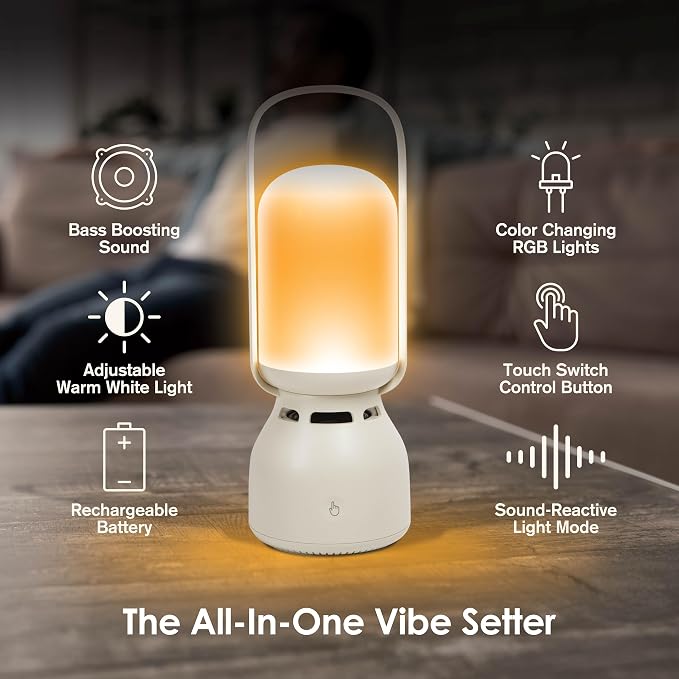 Sarina Wireless Speaker & LED Lamp, Black