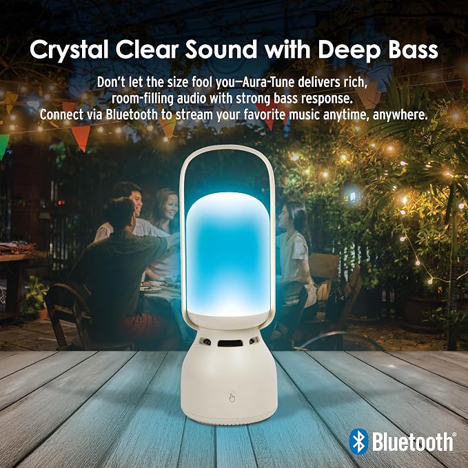 Sarina Wireless Speaker & LED Lamp, Black