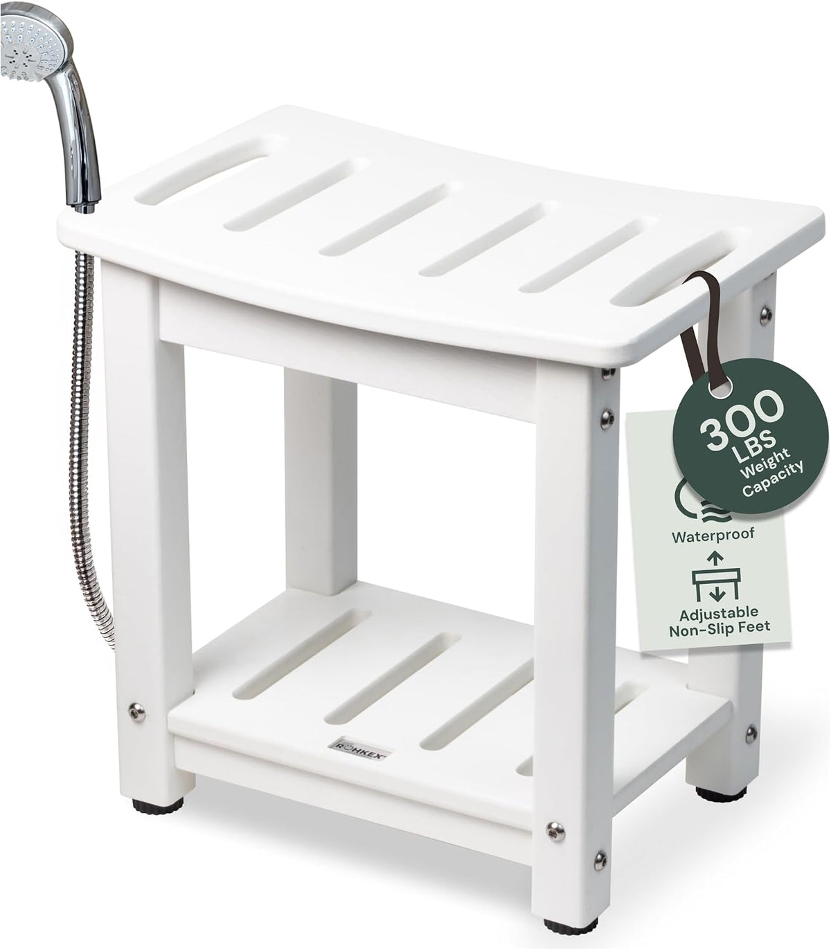 ROHKEX Curved Shower Bench, Waterproof, Non-Slip