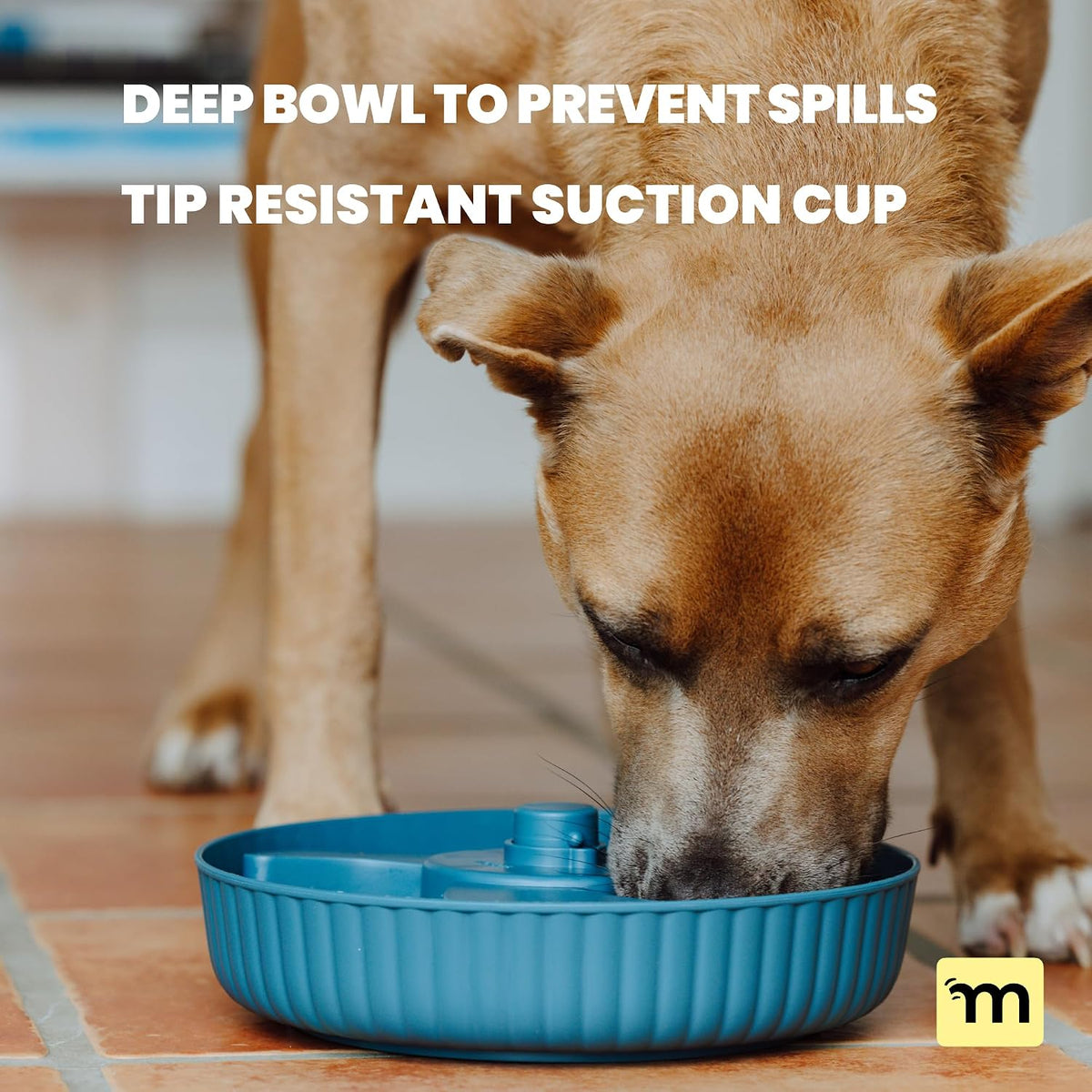 MalsiPree Spinning Slow Feeder Dog Bowl - Anti-Choke Non-Slip Puzzle Feeder for Small & Large Breeds with 2 Interchangeable Mats - Blue