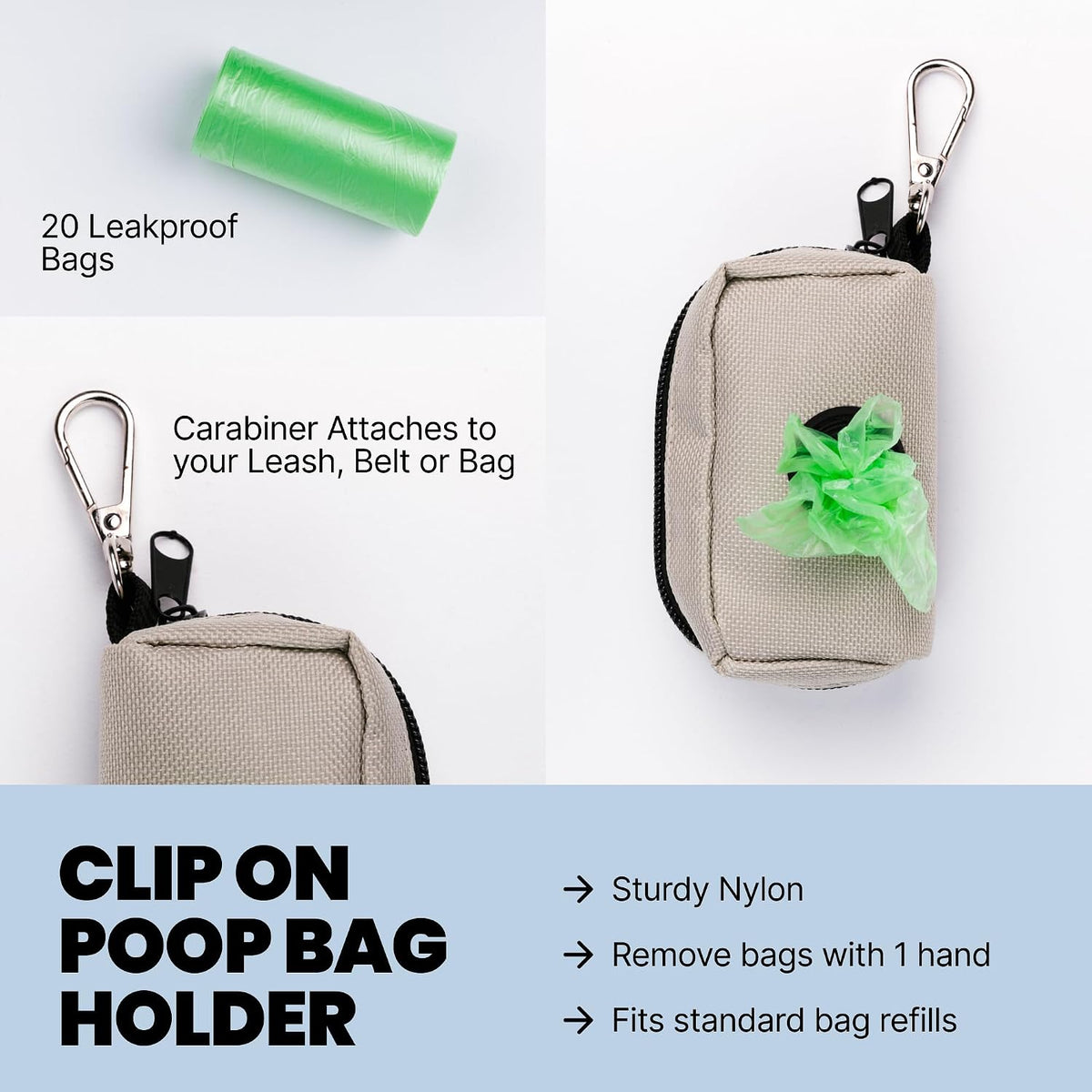 MalsiPree Complete Dog Walking Set - 9.8ft Retractable Leash Set with 20 Poop Bag and Dispenser, Leakproof Dog Water Bottle 12oz & Flashlight - Essential Walking Accessory for Small to Medium Dogs Sand and Teal 12oz - Standard