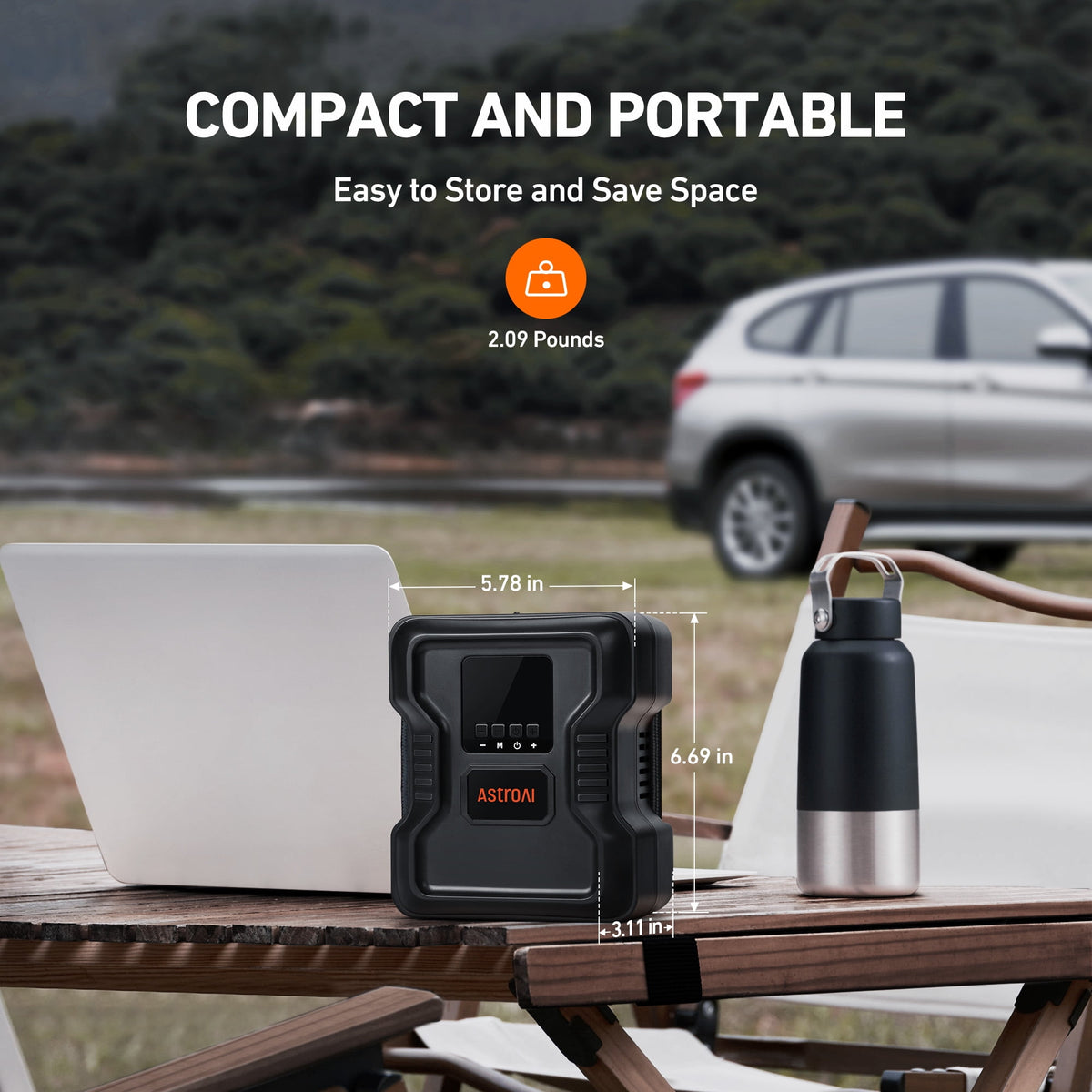 AstroAI Portable Tire Inflator, 150 PSI Air Compressor Tire Pump, Emergency LED Light, Automatic Shutoff Car Air Pump, Compact Tire Pump Fast Inflation for Cars, 12V DC