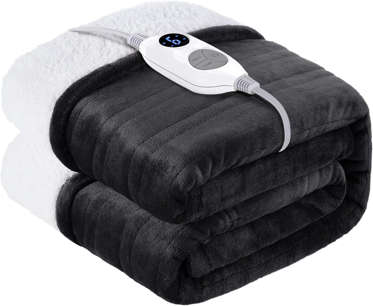 Warmrest Electric Heated Blanket Throw 50" x 60", Heating Blanket Super Cozy, with 6 Heating Levels and 2-10 Hours Auto Shut Off