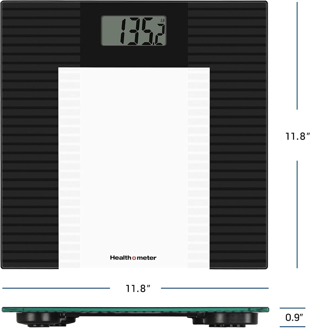 Health o Meter Glass Weight Tracking Digital Scale for Body Weight, Bathroom Scale, 2 Users, Accuracy & Precision, LCD Display, 400 lbs Capacity, Batteries Included Black Standard