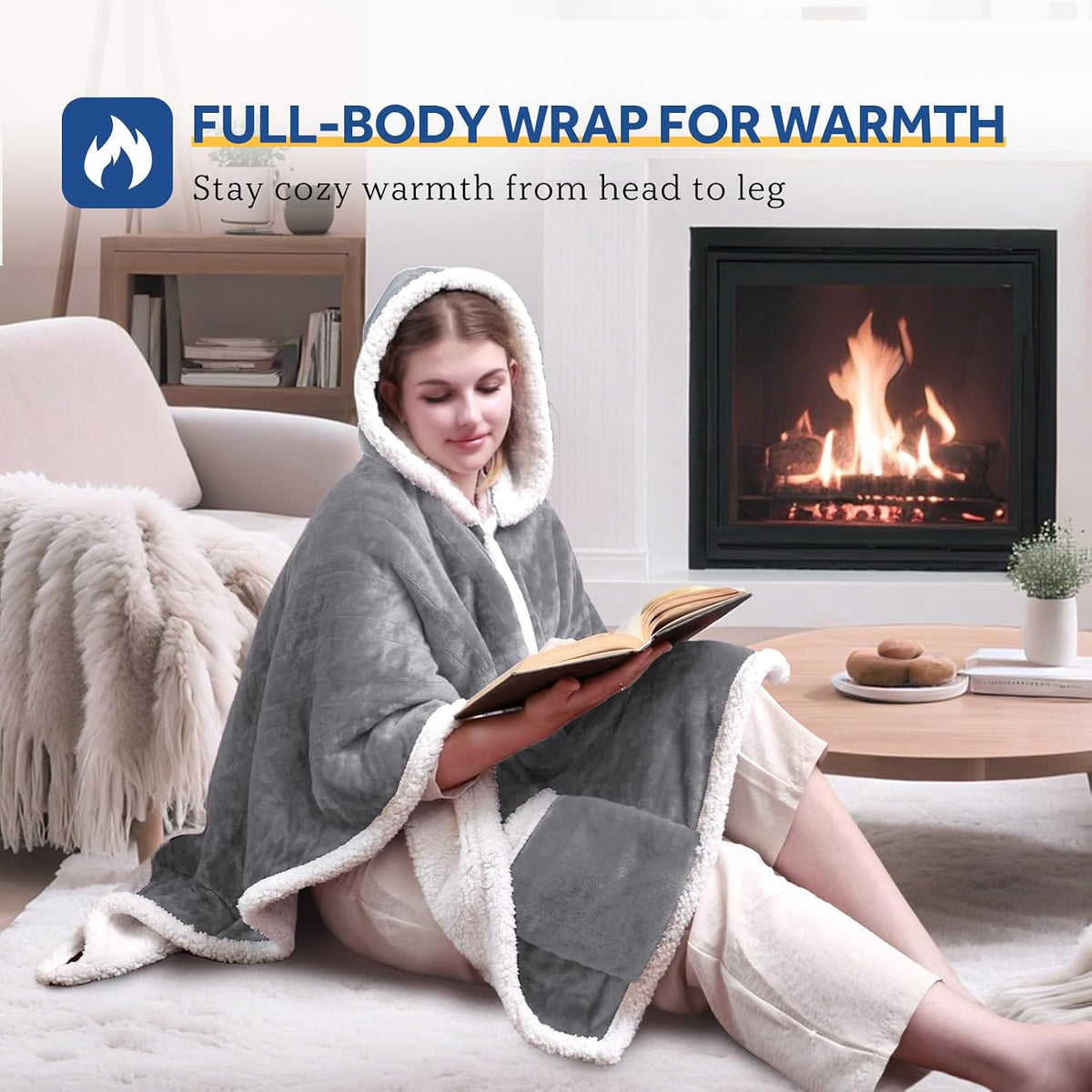 Kata Portable Electric Wrap with Hoodie,  50" x 60"