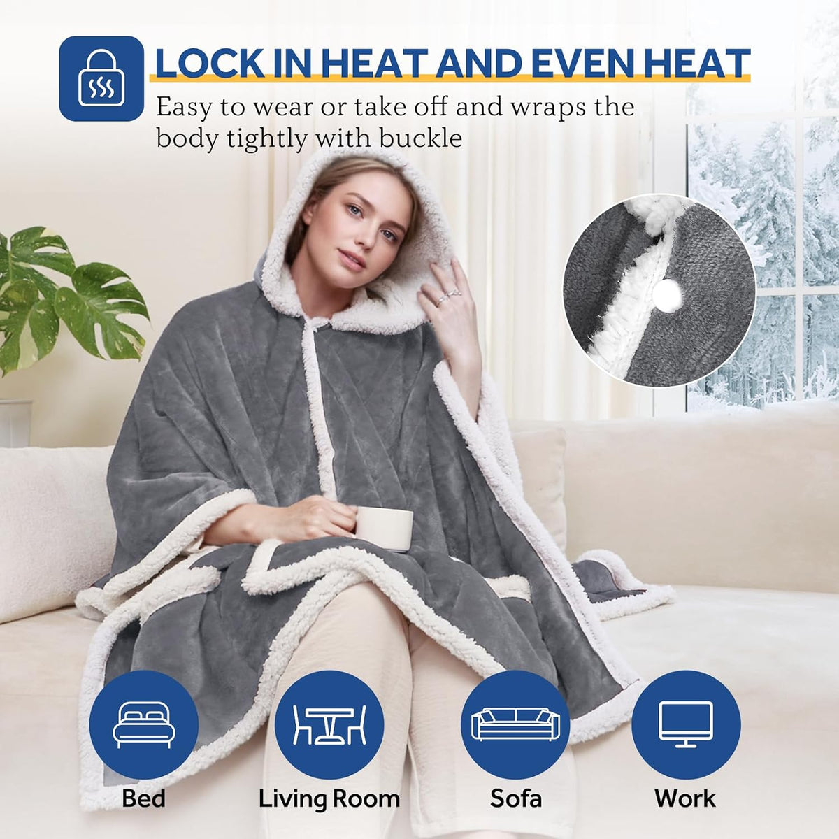Kata Portable Electric Wrap with Hoodie,  50" x 60"