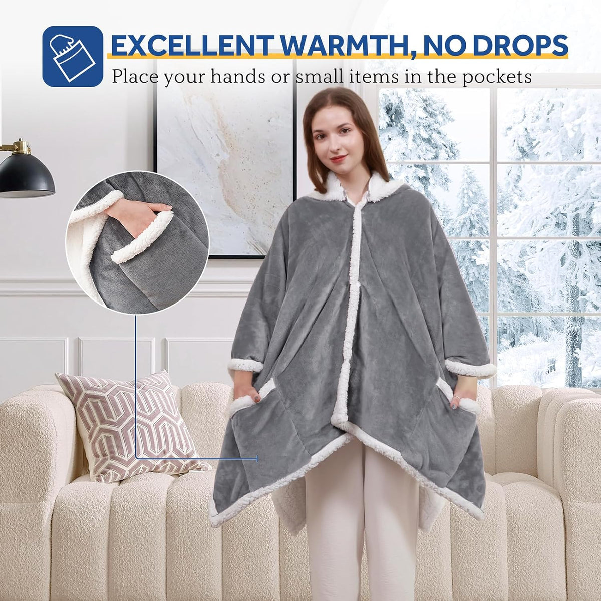 Kata Portable Electric Wrap with Hoodie,  50" x 60"