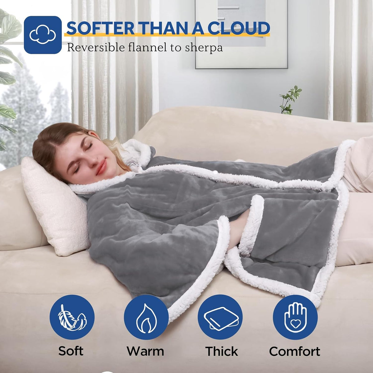 Kata Portable Electric Wrap with Hoodie,  50" x 60"