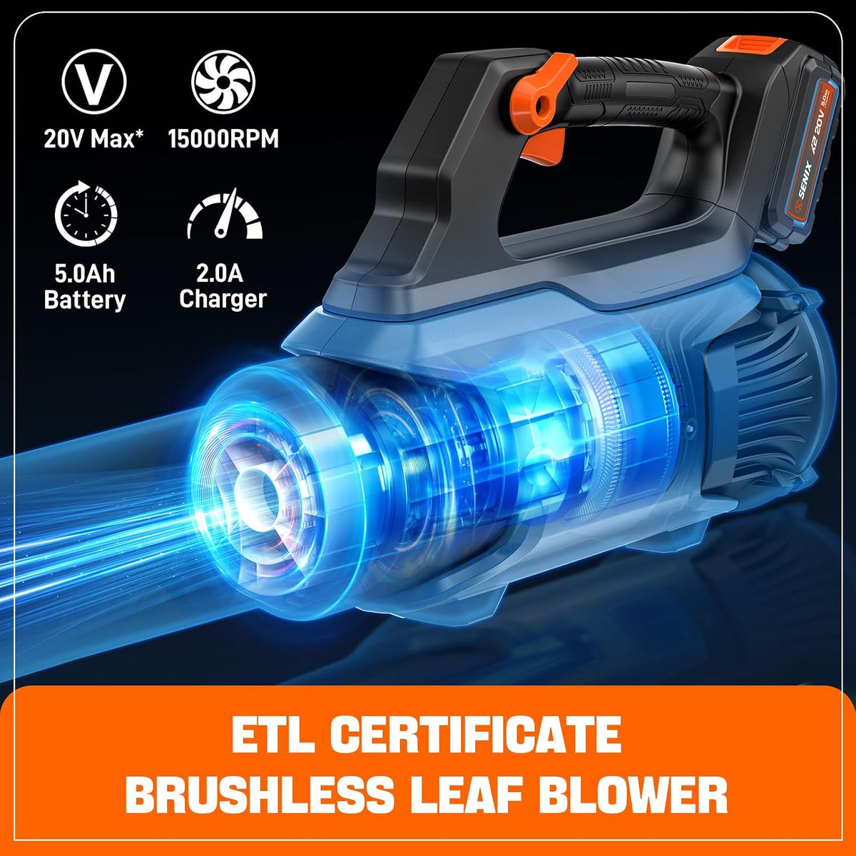 X2 20V Max Cordless Leaf Blower, Brushless (5.0 Ah Battery & Charger Included)