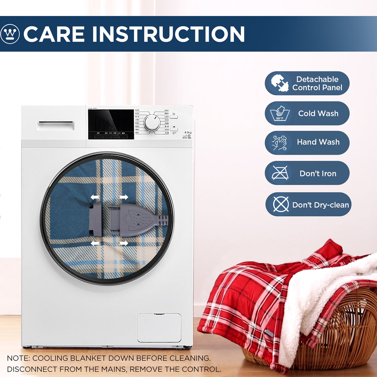 Kata Westinghouse Electric Blanket Heated Throw King Size 100" x 90", Plaid Sherpa Heating Blanket, 10 Heating Levels & 1-12Hours Heating Time Settings