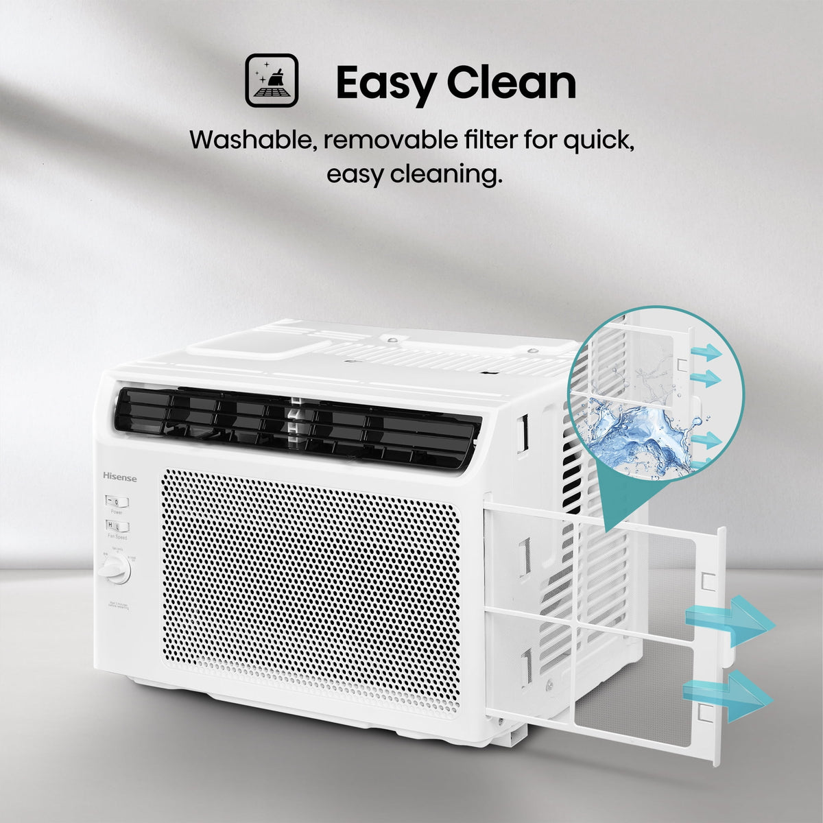 Hisense 5,000 BTU Window Air Conditioner 150 sq ft. Easy Clean, Easy to Install, 4-Way Air Direction, Powerful Cooling with Ultra Quiet Comfort, Damaged Box