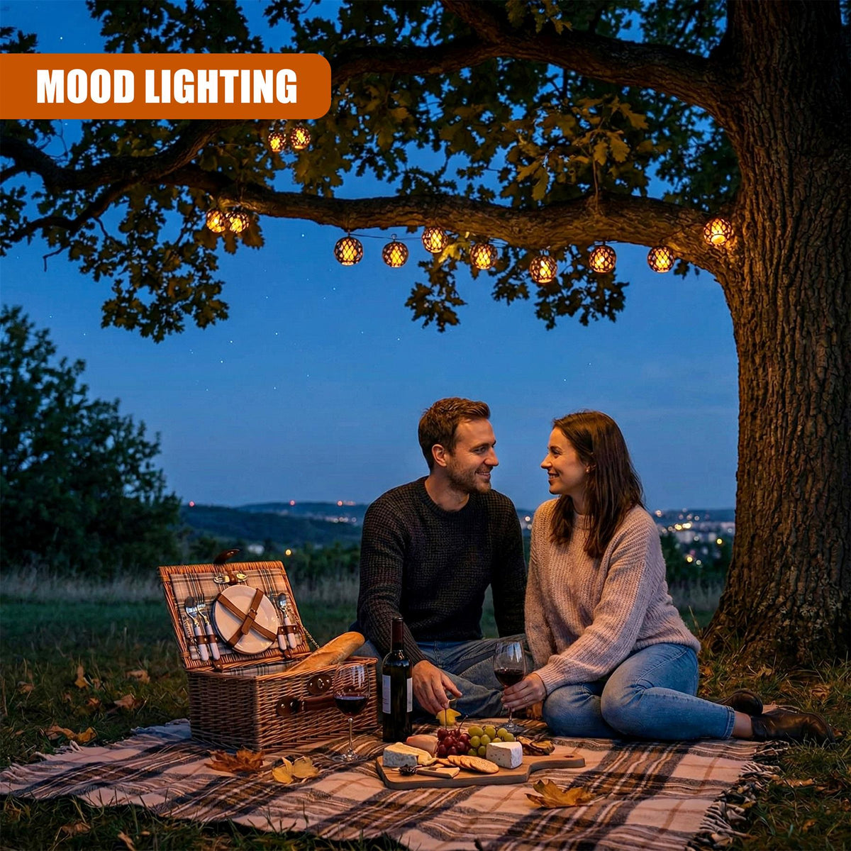 SOLASA 8 LED Solar Powered Fireball String Lights,  Dancing Flickering Flame Effect LED String Globe Hanging Lantern Lights for Outdoor