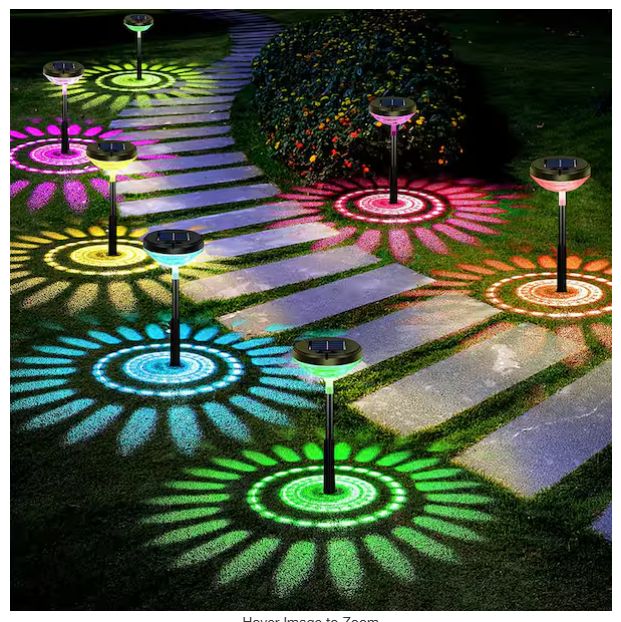 SOLASA Bright Solar Pathway Lights, Color Changing Plus Warm White LED Solar Lights Outdoor (4-Pack)