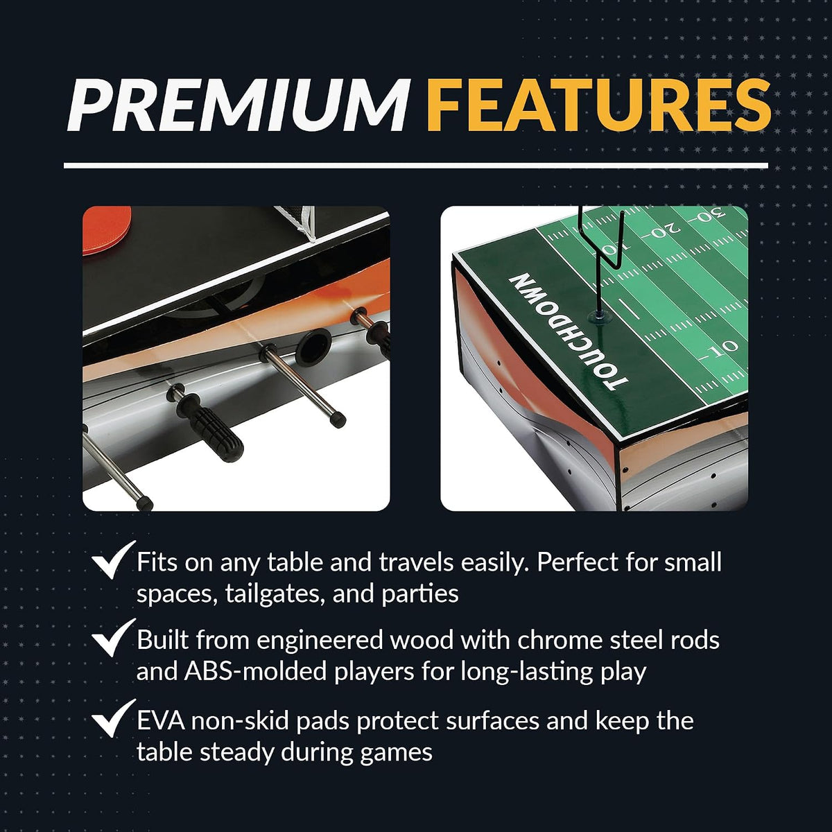 Hathaway Revolver 4 in 1 Multi Game Tabletop - 40-in Tabletop Games Set with Ping Pong, Glide Hockey, Finger Football, and Foosball Table for Family - Multi Game Table with Full Accessories