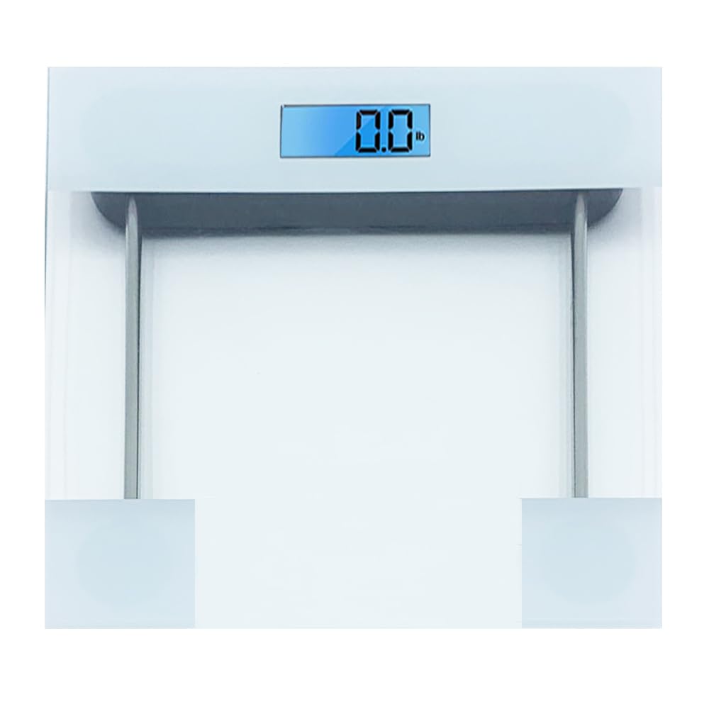 Bathroom Scale for Body Weight, Bathroom Body Scale with a Large LCD Backlight Display and Tempered Glass, Batteries Included, 400lbs (White)