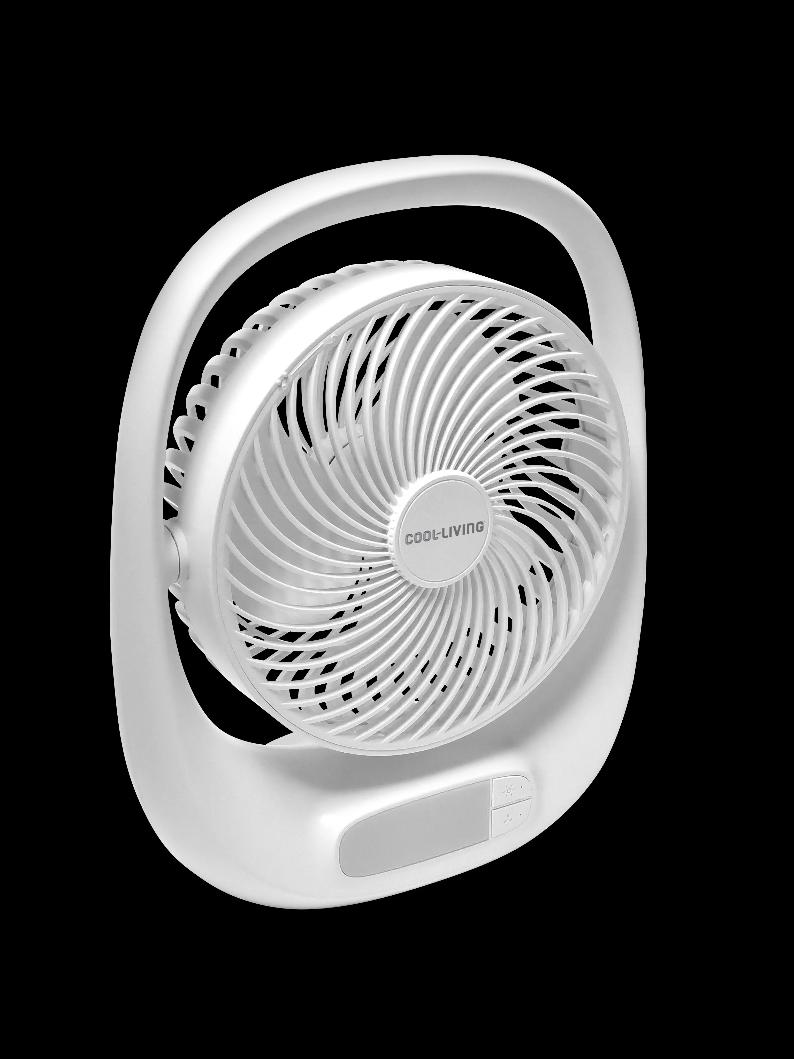 Portable Rechargeable Fan with LED Night Light, Asst Black, Silver, & White