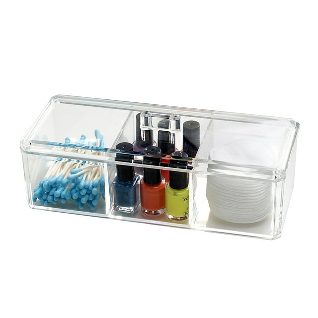 Acrylic Divided Storage Organizer Box with 3 Compartments/ Cosmetic Organizer