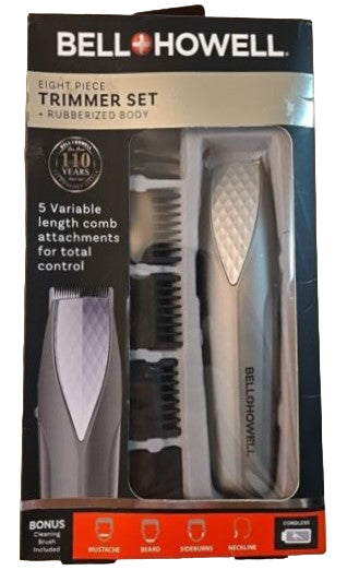 Bell + Howell Eight Piece Cordless Trimmer Set + Rubberized Body