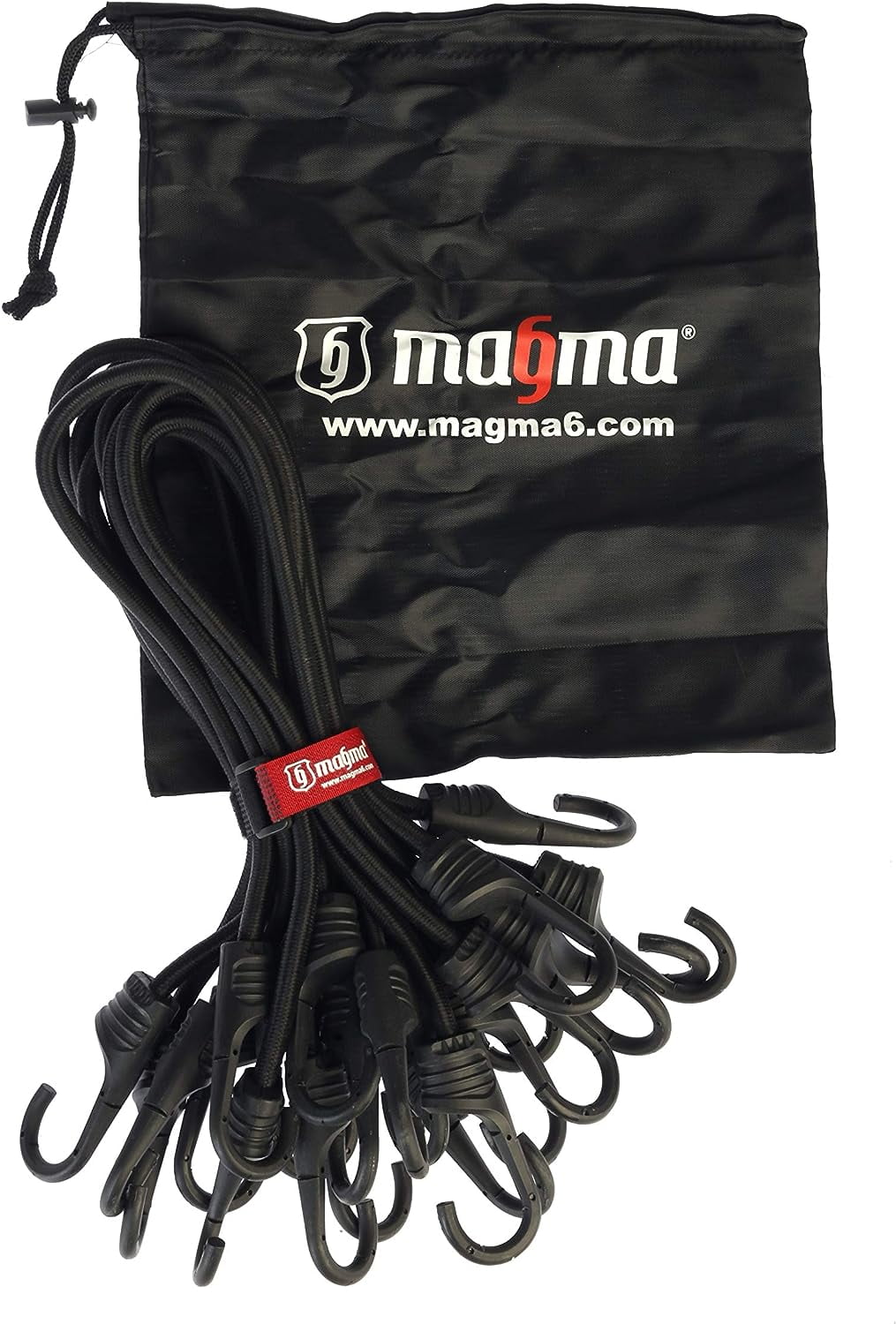 MAGMA 12 Bungee Cords Pack 1ft Max. Strength 153lbs Heavy Duty Elastic Cord Black