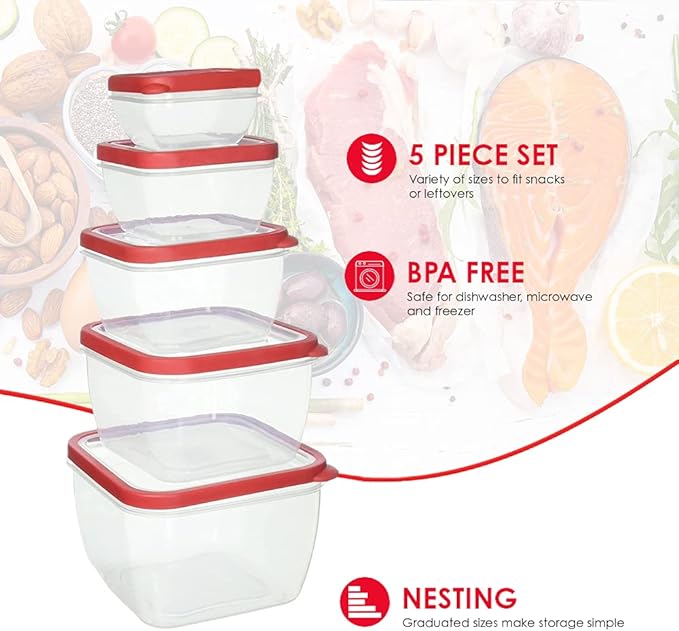 10 Piece Nesting  Square Food Storage Set, 2 Pack