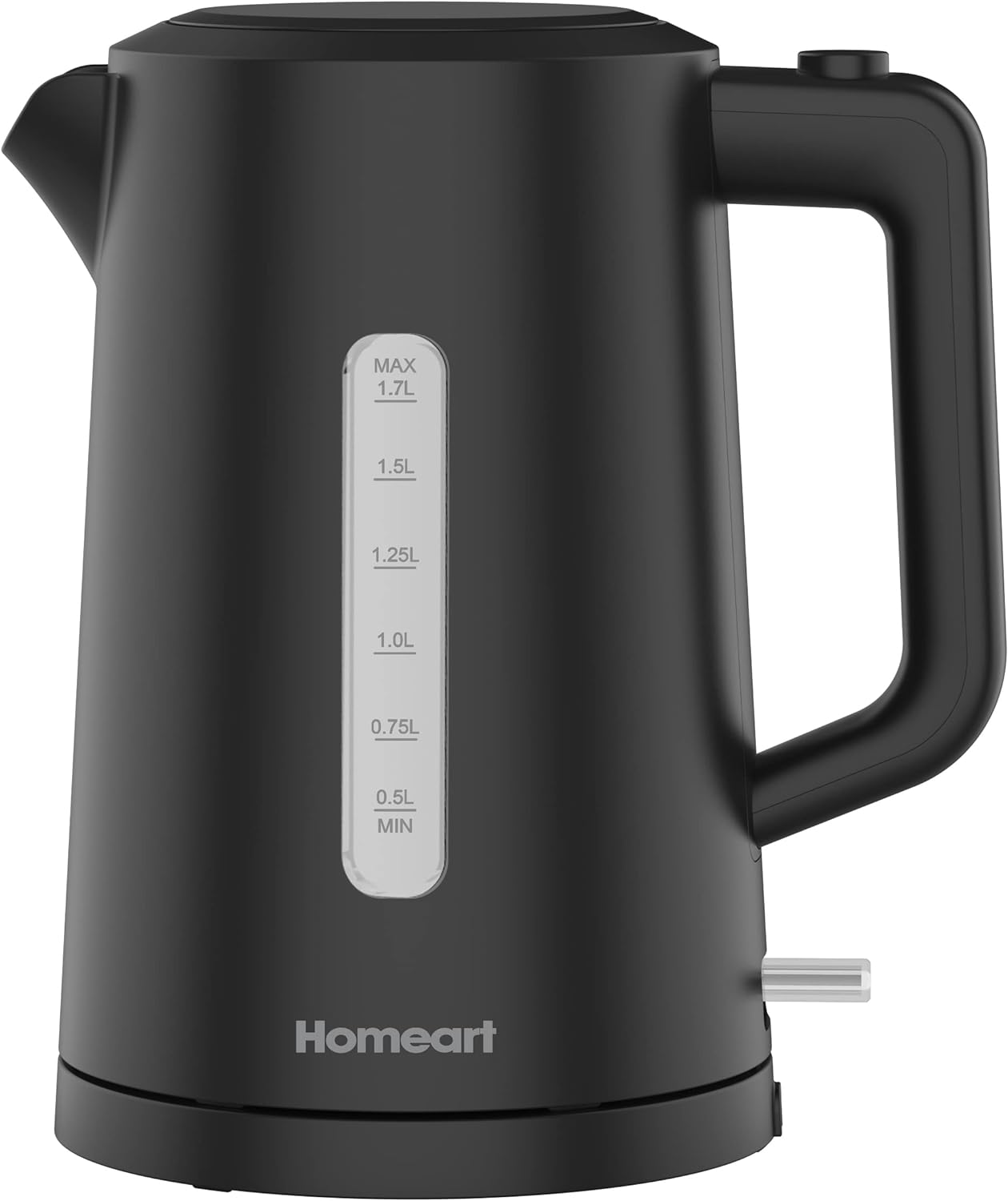 Homeart Staple Cordless Electric Kettle Stainless Steel With Removable Filter and 2-Slice Toaster Stainless Steel With Removable Crumb Tray Combo, Black