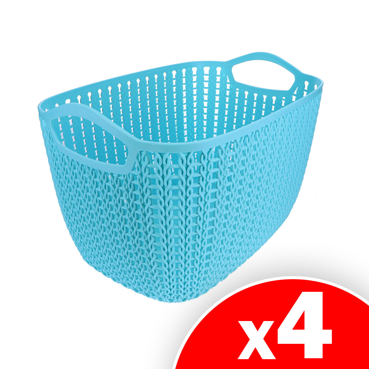 Mainstays Large Nesting Basket, Assorted Teal & White, 4 Pack