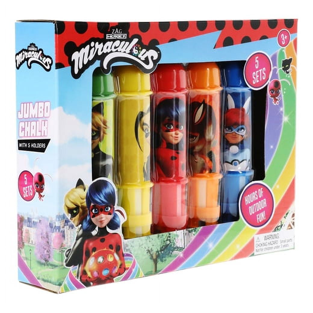 Disney Designs Miraculous Ladybug 5Pc Jumbo Chalk Set, 2 Pack