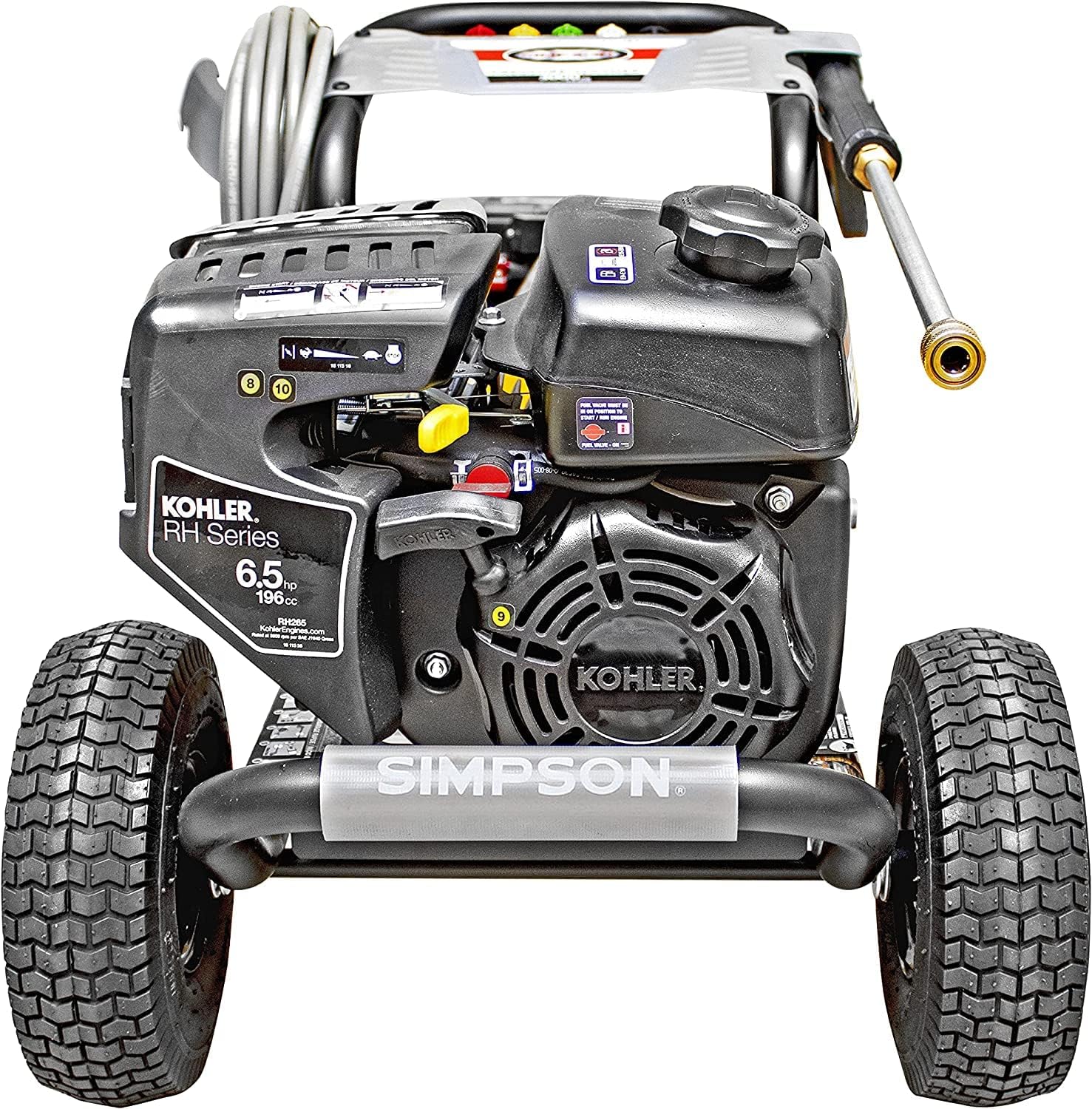 SIMPSON Cleaning MS60763-S MegaShot 3100 PSI Gas Pressure Washer, 2.4 GPM, Kohler RH265 Engine, Includes Spray Gun and Extension Wand, 5 QC Nozzle Tips, 1/4-in. x 25-ft. MorFlex Hose Pressure Washer 3100 PSI Honda RH265