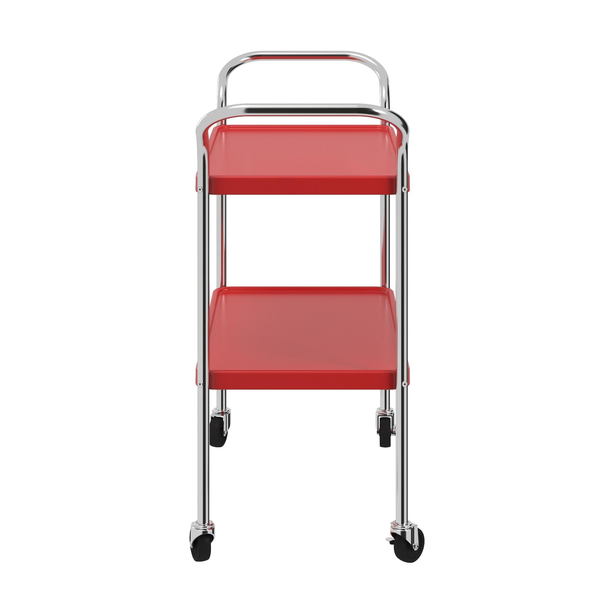 COSCO Stylaire 2 Tier Serving Cart, Red & Silver