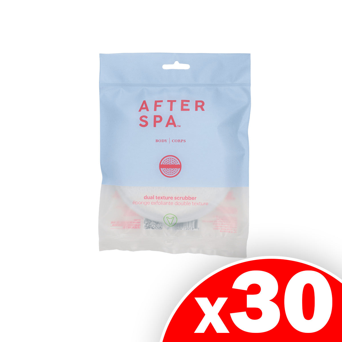 Afterspa Bath & Shower Round Dual Texture Scrubber, 30 Pack