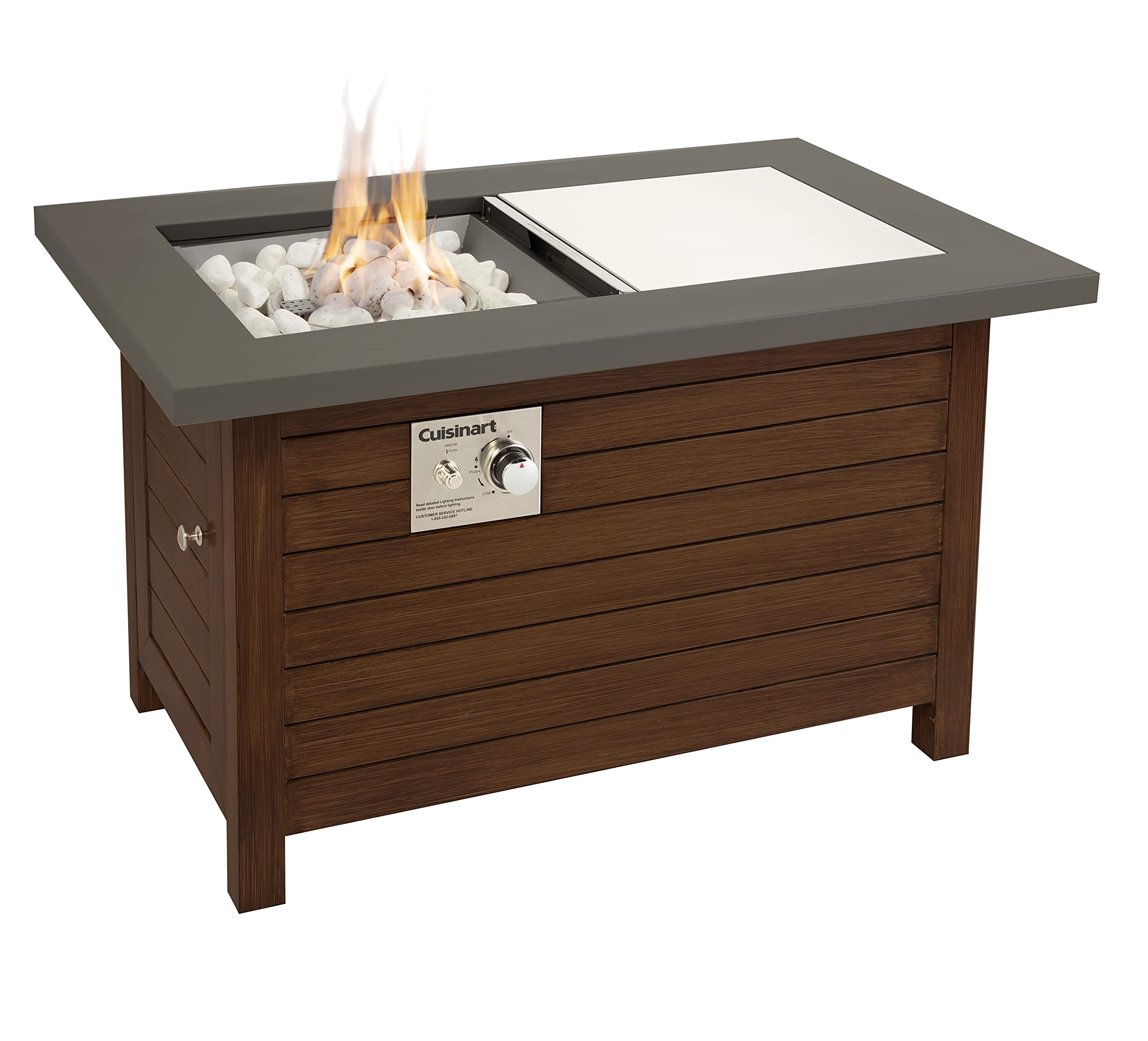 Cuisinart COH-100 Outdoor Patio Push to Start Ignition, 2-in-1 Design-Fire Pit to Coffee Table, 40,000 BTU Burner
