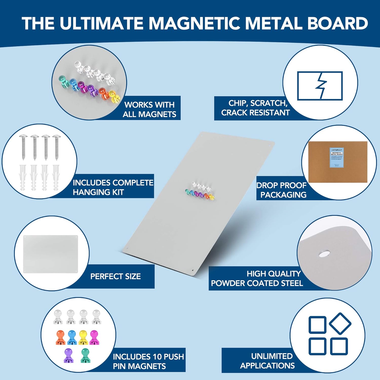 LOSTRONAUT Magnetic Metal Board 17.5 x 12