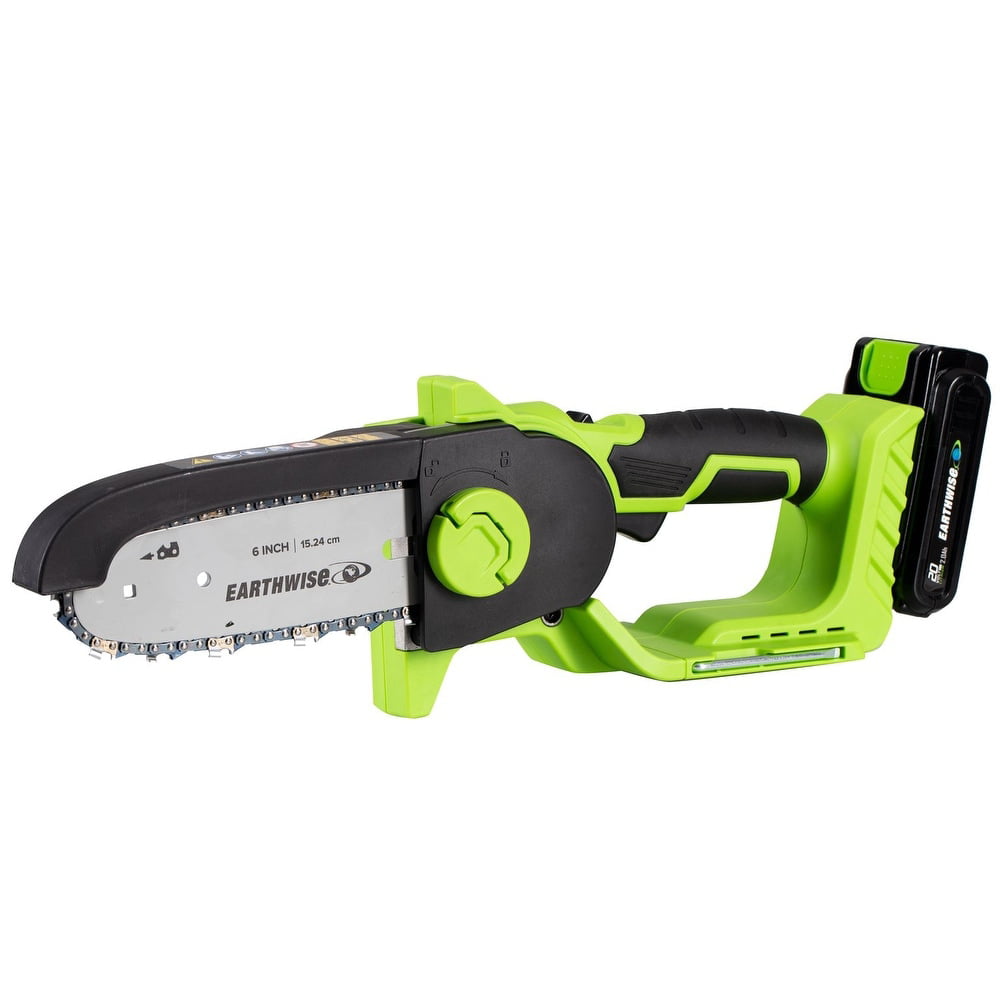 Earthwise Power Tools by ALM LCS0620P 2-in-1 6-in. Cordless Mini Chainsaw, Pole Chainsaw. 20-volt 2Ah Battery and Charger Included, Green 2-in-1 20-Volt Pole Chainsaw