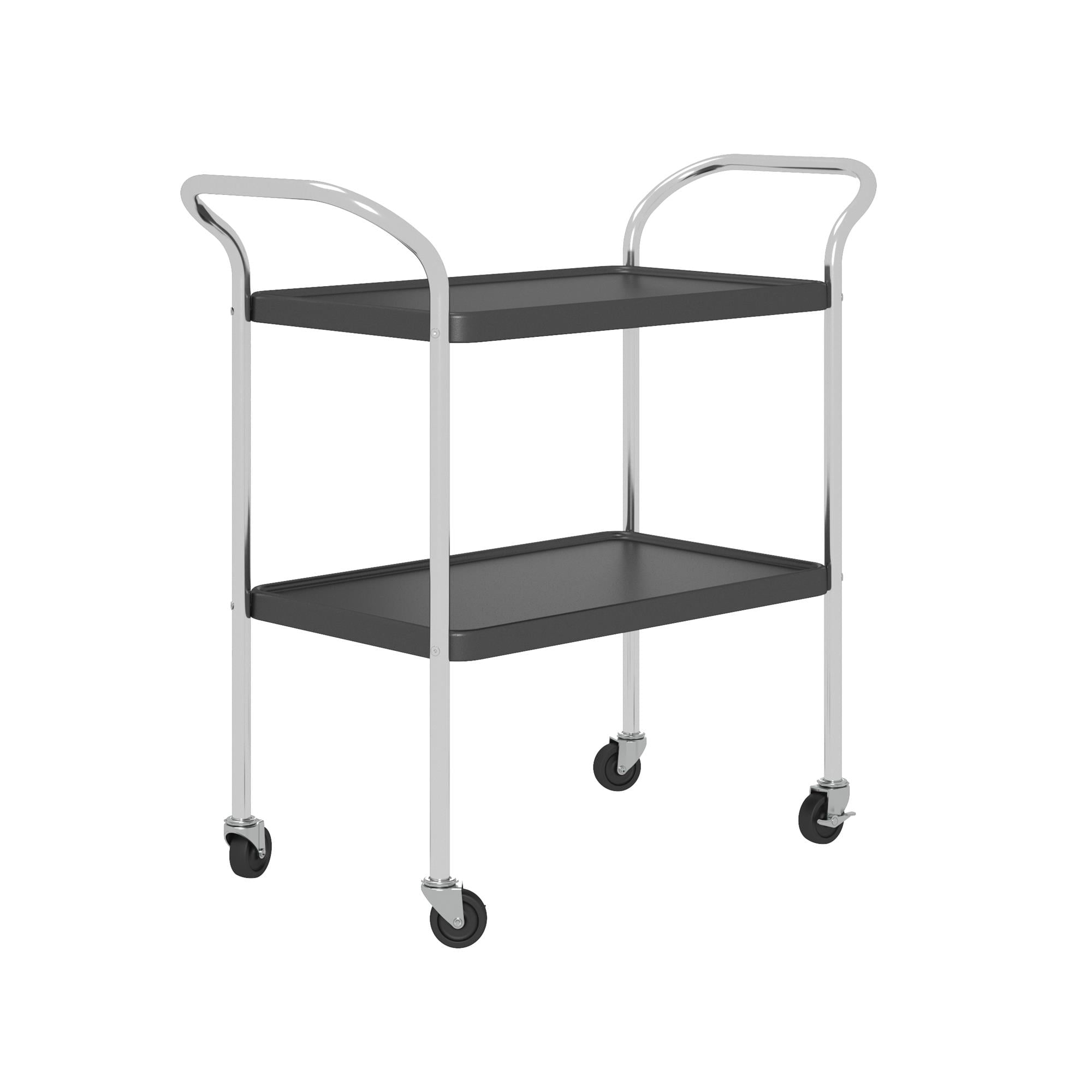 COSCO Stylaire 2 Tier Serving Cart, Black & Silver
