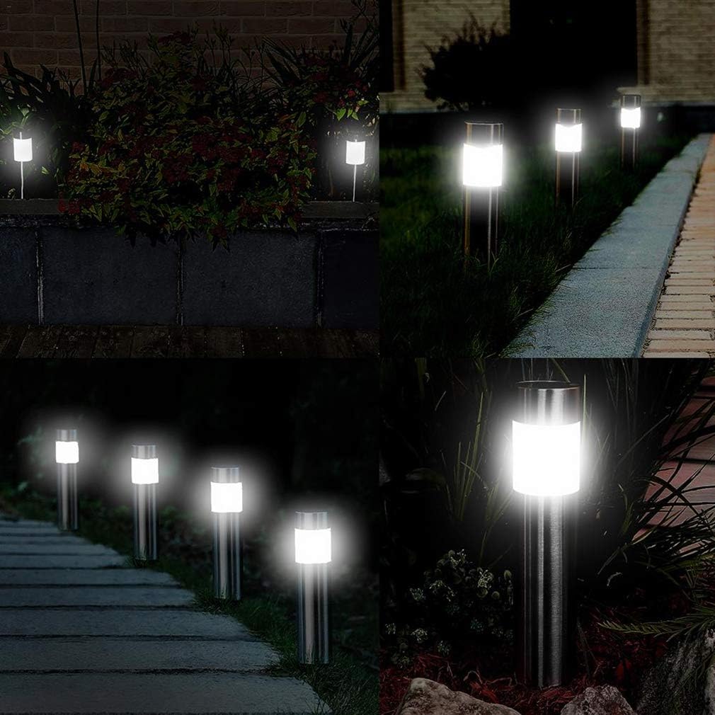 Bright Living Stainless Steel Solar Bollard Pathway Lights with Cool White LED, 24 Pack