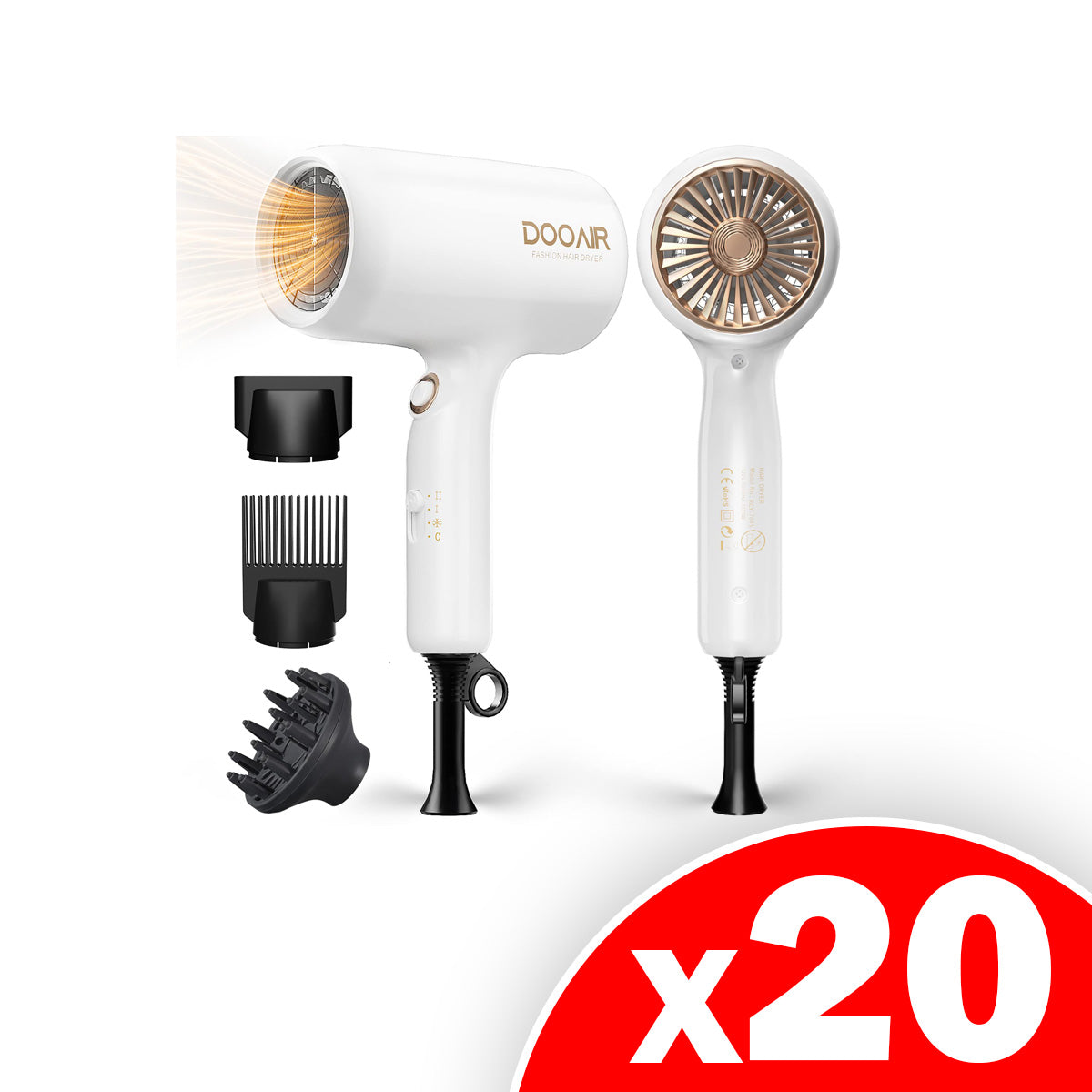 DOOAIR Ionic Hair Dryer with Diffuser, 20 Pack