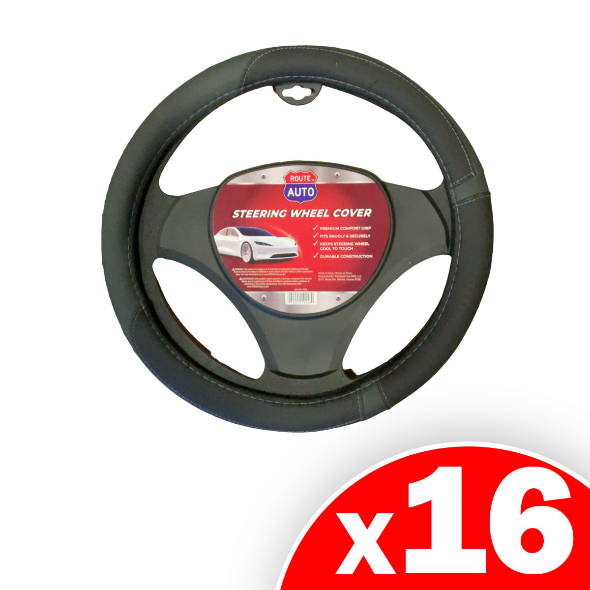 Route Auto 15" Anti Slip Steering Wheel Cover, 16 Pack