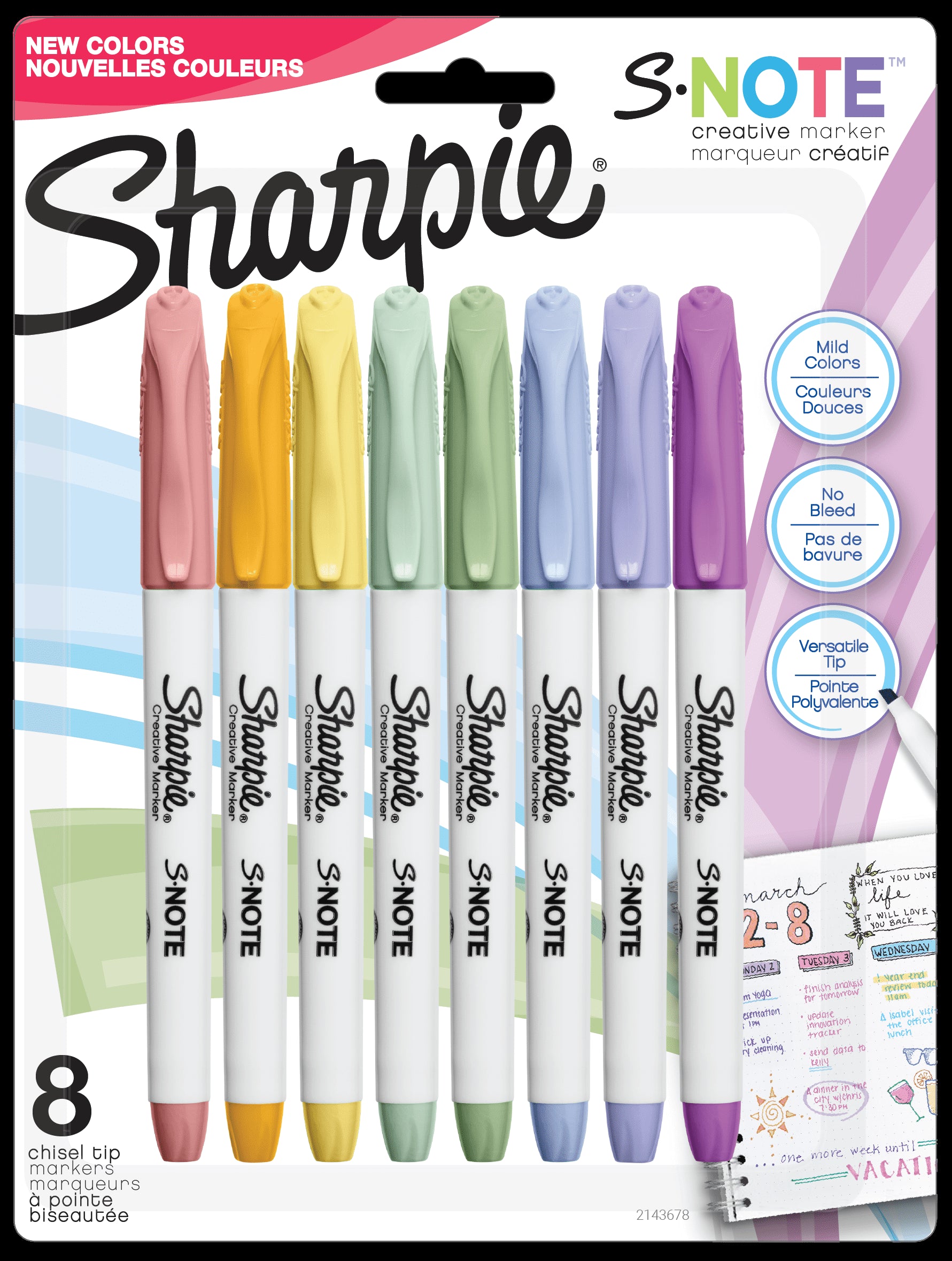 Sharpie S-Note Creative Markers with Chisel Tip, 8 Count