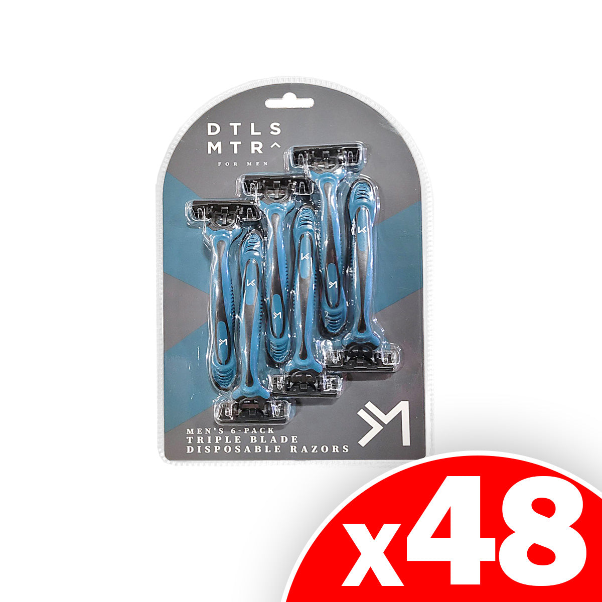 Men's 6pk Disposable Razors Triple Blade Aloe & Vitamin E (Blue), 48 Pack