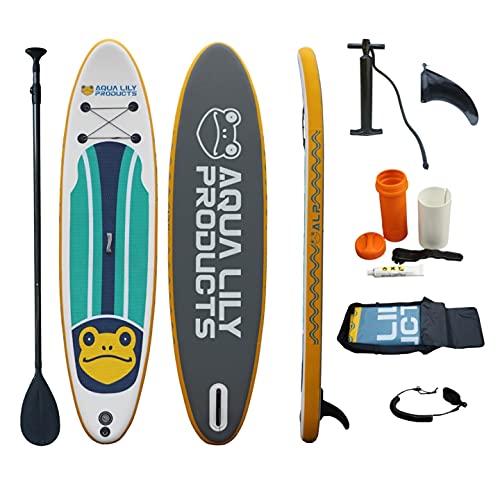 Aqua Lily Premium Inflatable Stand Up Paddle Board (Supports 400 Pounds) with SUP Accessories & Carry Bag | Wide Stance, Non-Slip Deck, Leash, Paddle & Pump, 109 x 32 x 6