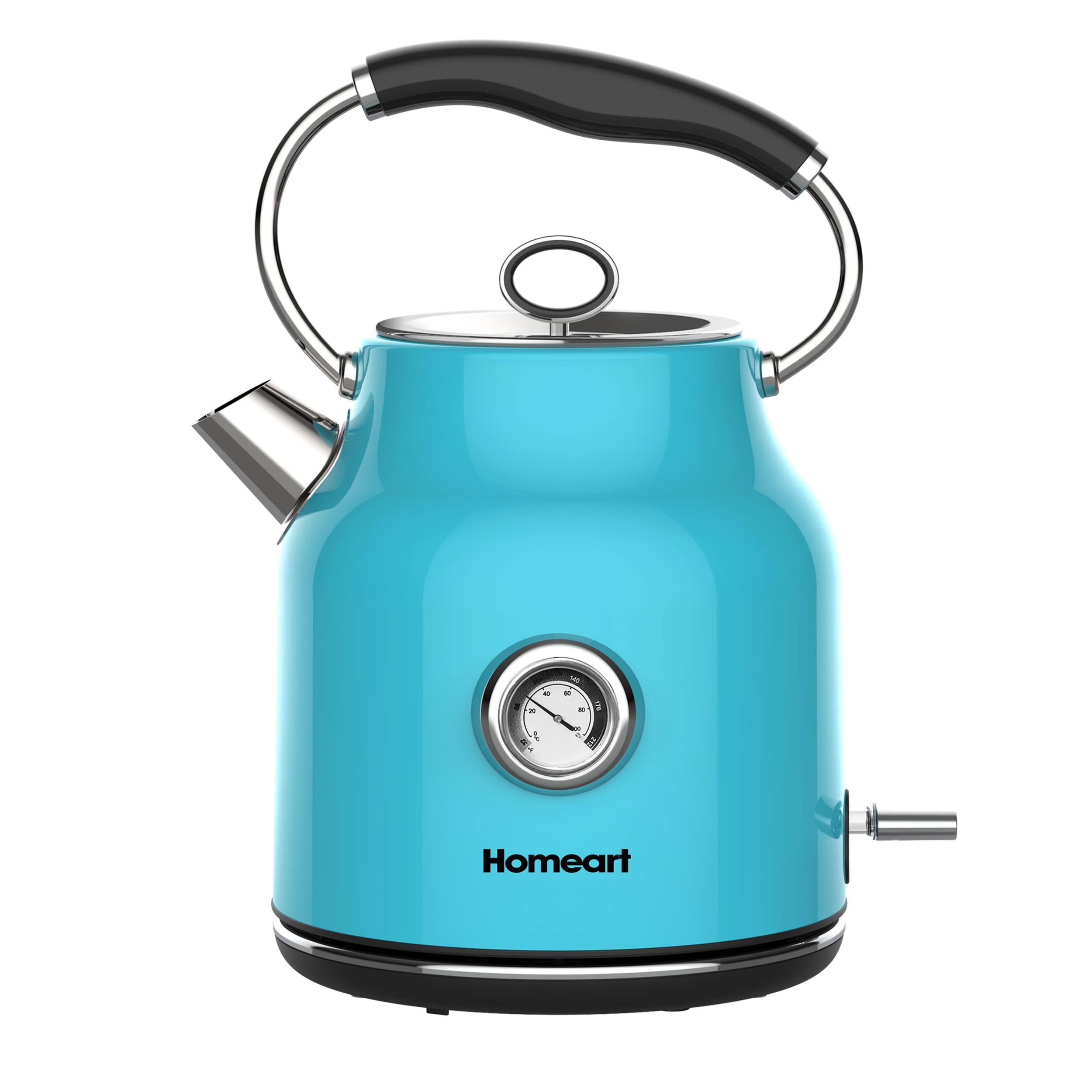 Homeart Chelsea Retro Cordless Kettle With Temperature Gauge - Stainless Steel With Removable Filter, Fast Boiling and Auto Shut-off - 1.7L Capacity