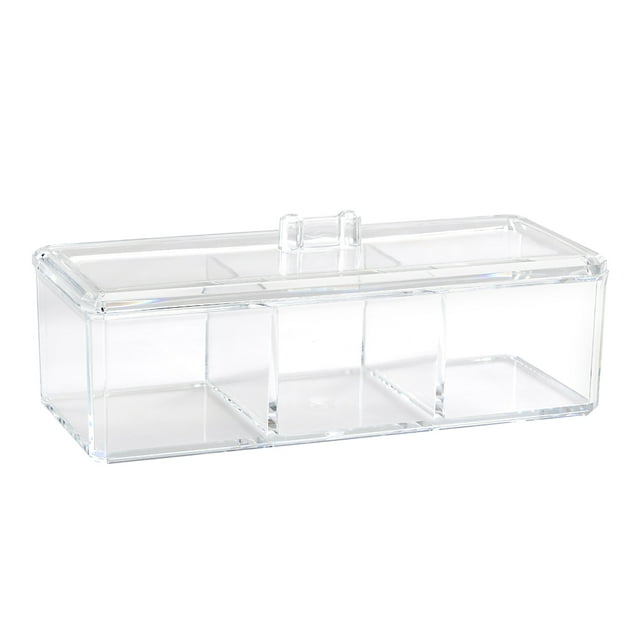 Trio Home Acrylic Divided Storage Organizer Box with 3 Compartments/ Cosmetic Organizer, 2 Pack