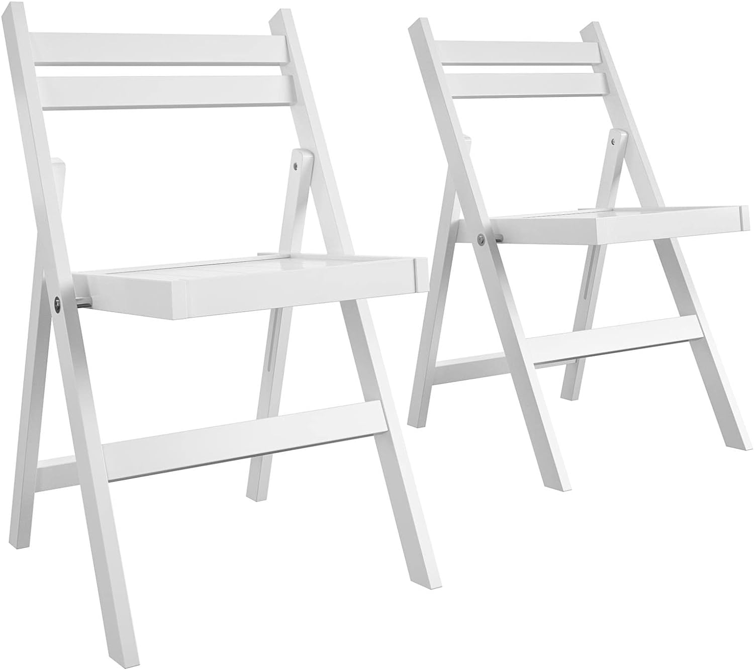 CoscoProducts  XL Wood Slat Back Folding Chair, 2-Pack, White