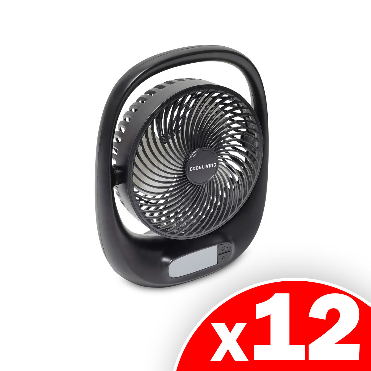 Portable Rechargeable Fan with LED Night Light, Asst Black, Silver, & White, 12 Pack