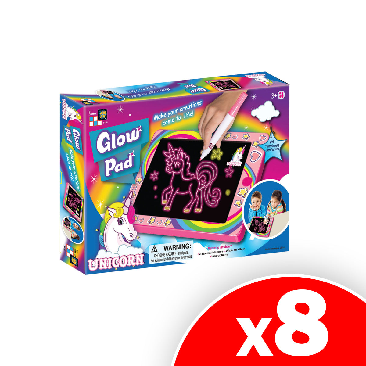 Amav Unicorn Glow Pad, 8 Pack