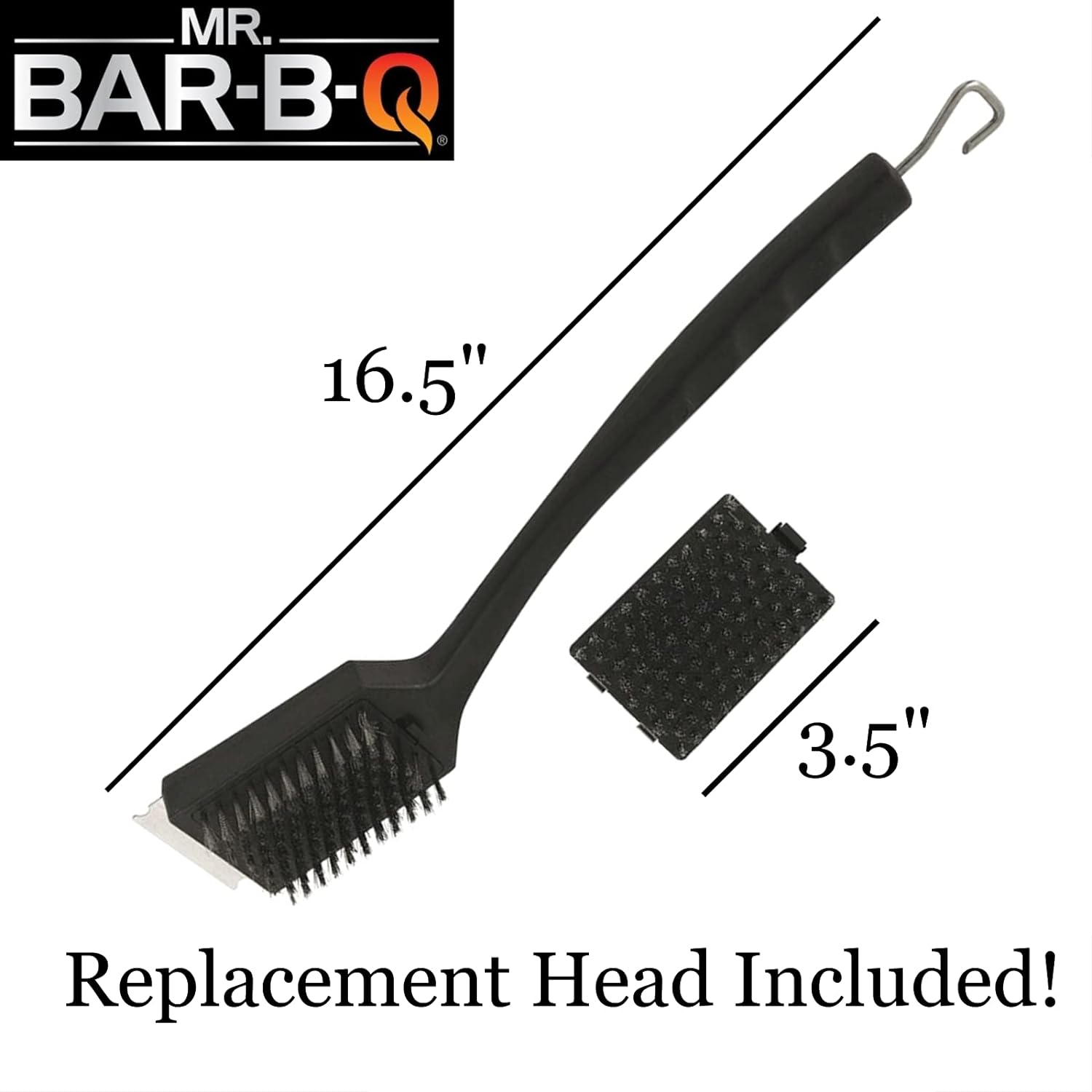 Mr. Bar-B-Q 06387Y Tough Brush Grill Brush with 1 Extra Head