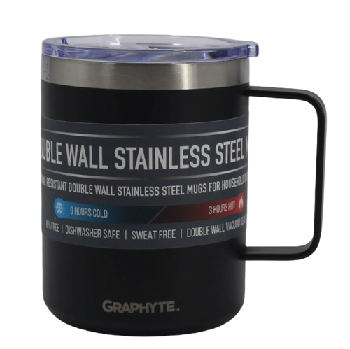 GRAPHYTE Double Wall Vacuum Insulated Stainless Steel Mugs with Handle and Slider Lid, Assorted Colors and Sizes