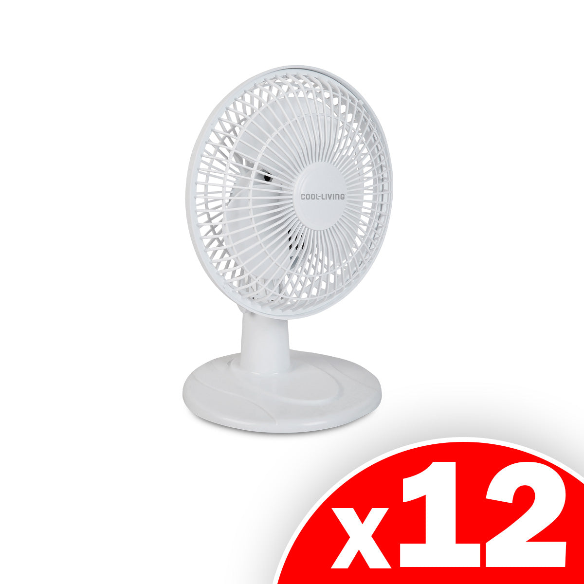 6" Electric Portable, Quiet, Indoor 2-Speed Desk Fan with Fully Adjustable Tilt, 12 Pack