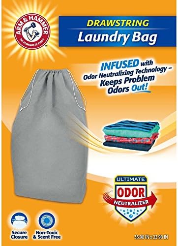 Arm & Hammer Jumbo Drawstring Laundry Bag, Gray